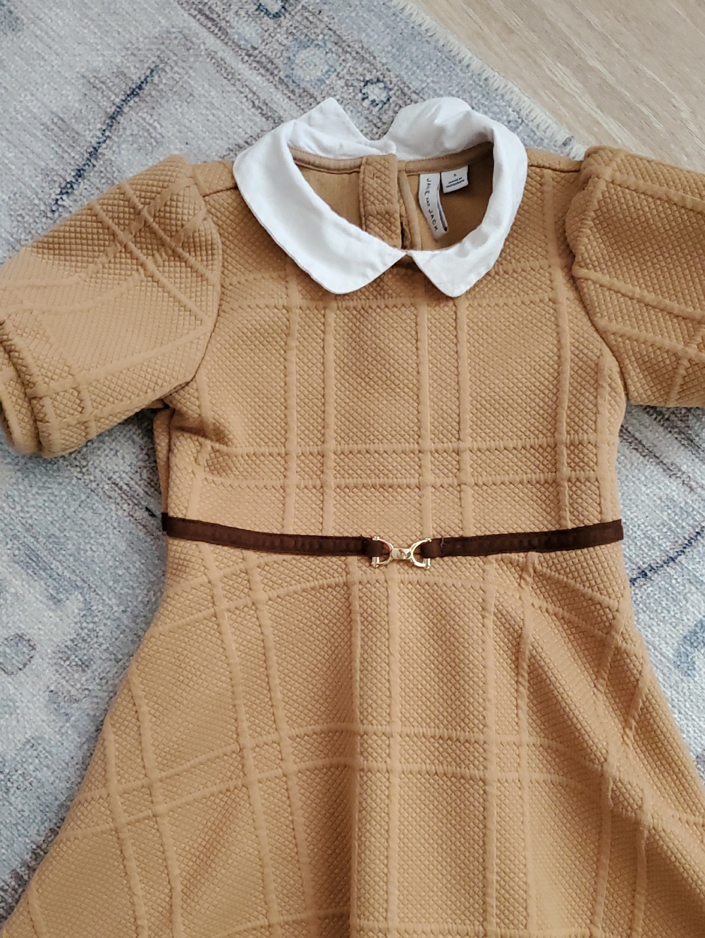 Janie and Janie Girls Tan Equestrian Collared Dress Sz5 - Picture 6 of 13